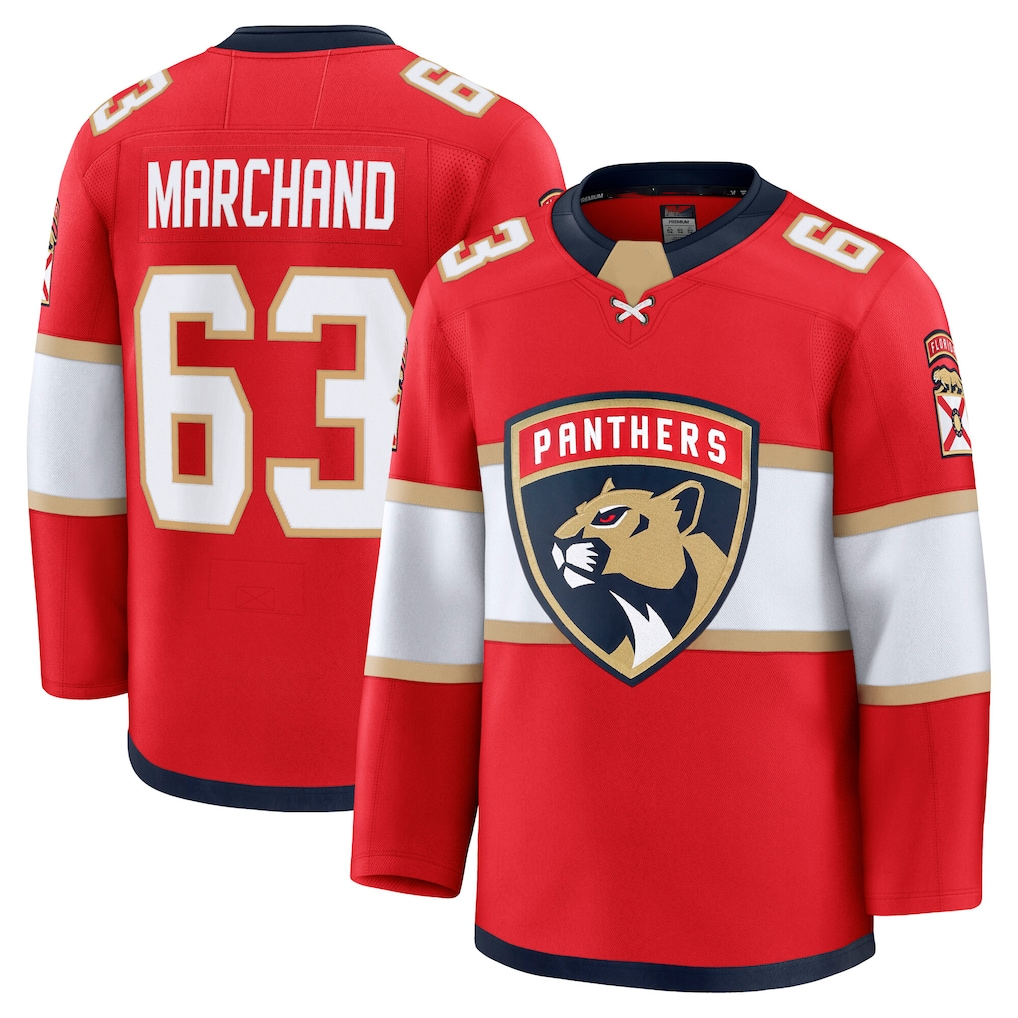 STECN F.Panthers #63 Brad Marchand Red Home Premium Jerseys
