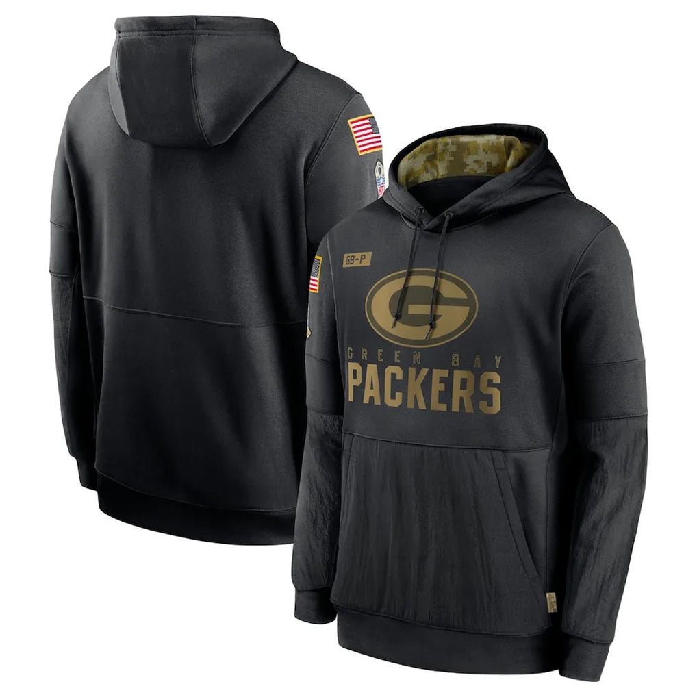 STECN GB.Packers Black Salute to Service Hoodies Limited Game Blank Player Stitched Jerseys