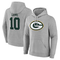 STECN GB.Packers #10 Jordan Love Player Gray Pullover Hoodie Game Stitched Jerseys