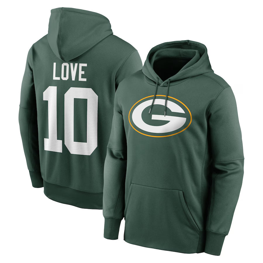 STECN GB.Packers #10 Jordan Love Player Green Therma Hoodie Game Stitched Jerseys