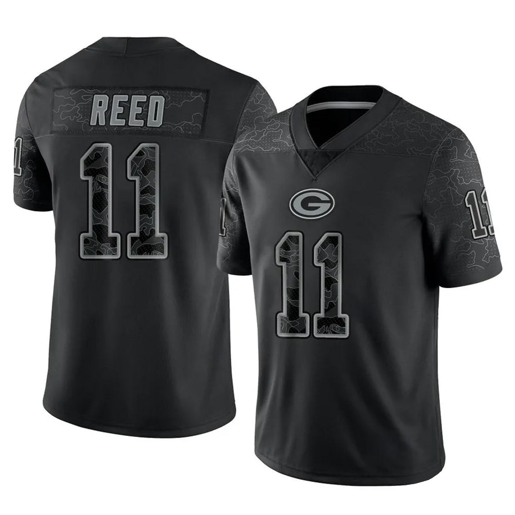 STECN GB.Packers #11 Jayden Reed Player Black Reflective Limited Home Game Stitched Jerseys