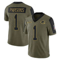 STECN GB.Packers #1 Micah Parsons Player Olive Salute To Service Limited Game Stitched Jerseys