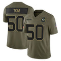STECN GB.Packers #50 Zach Tom Player Olive 2025 Salute To Service Limited Home Game Stitched Jerseys