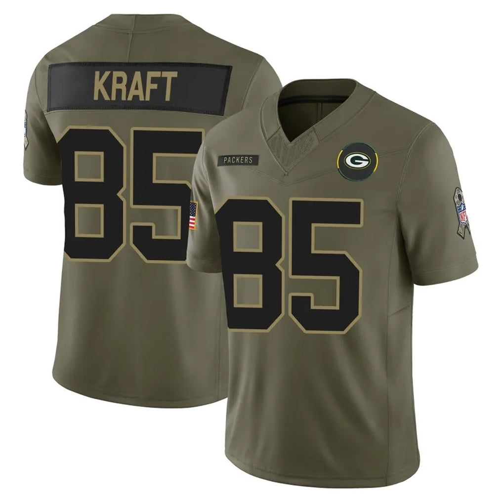 STECN GB.Packers #85 Tucker Kraft Player Olive 2025 Salute To Service Limited Home Game Stitched Jerseys
