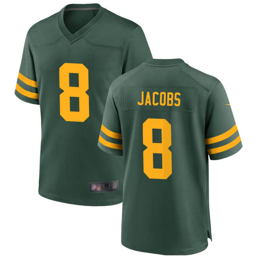 STECN GB.Packers #8 Josh Jacobs Player Green Home Replica Stitched Jerseys