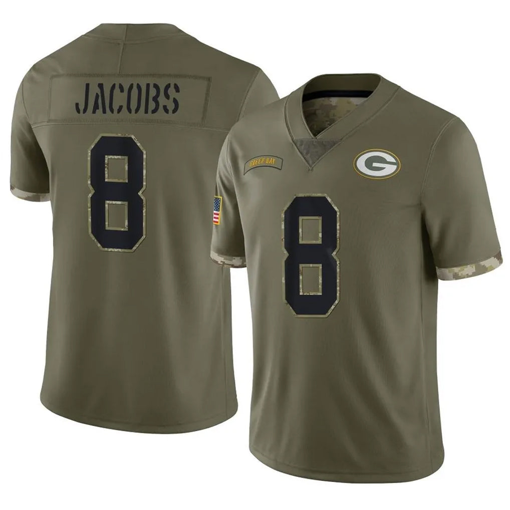 STECN GB.Packers #8 Josh Jacobs Player Olive Salute To Service Limited Stitched Jerseys