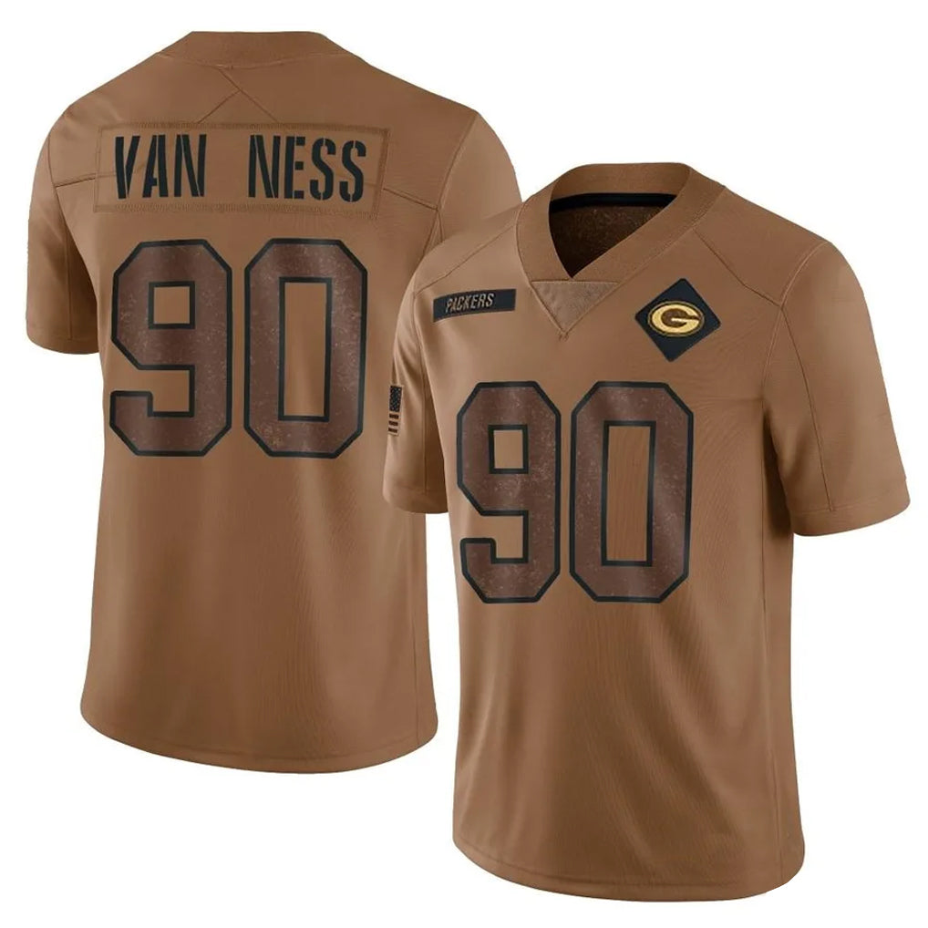 STECN GB.Packers #90 Lukas Van Ness Player Brown Salute To Service Limited Stitched Jerseys
