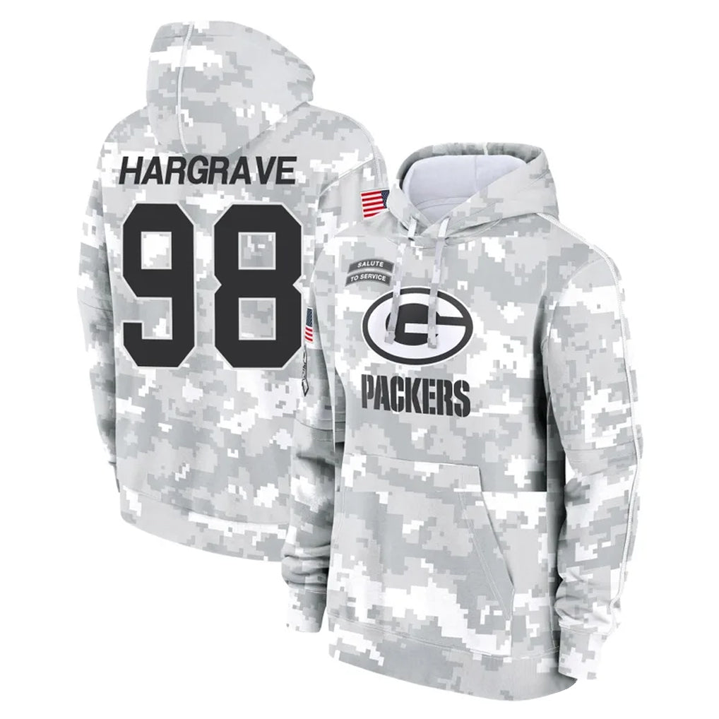 STECN GB.Packers #98 Javon Hargrave Player Arctic Camo Salute to Service Hoodies Limited Game Stitched Jerseys