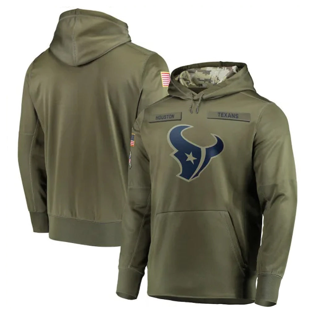 STECN H.Texans Olive Salute to Service Pullover Hoodies Home Game Blank Player Stitched Jerseys