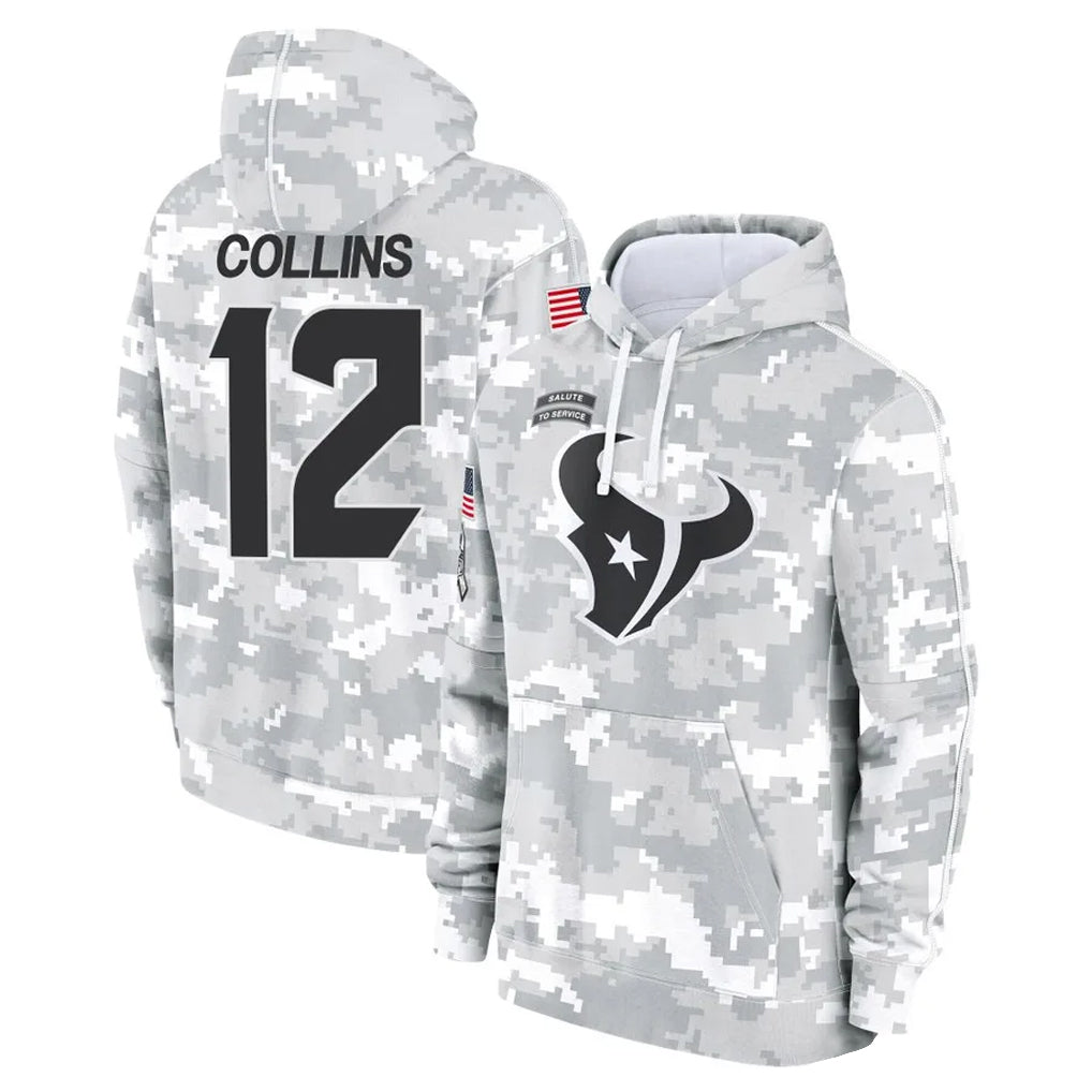 STECN H.Texans #12 Nico Collins Player Arctic Camo Salute to Service Hoodies Limited Game Stitched Jerseys