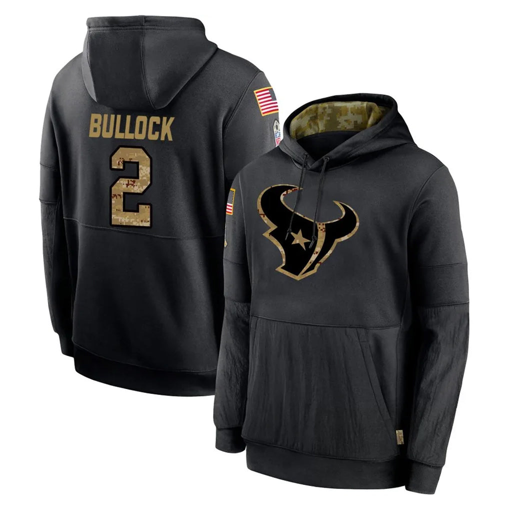 STECN H.Texans #2 Calen Bullock Player Black Salute to Service Hoodies Limited Game Stitched Jerseys