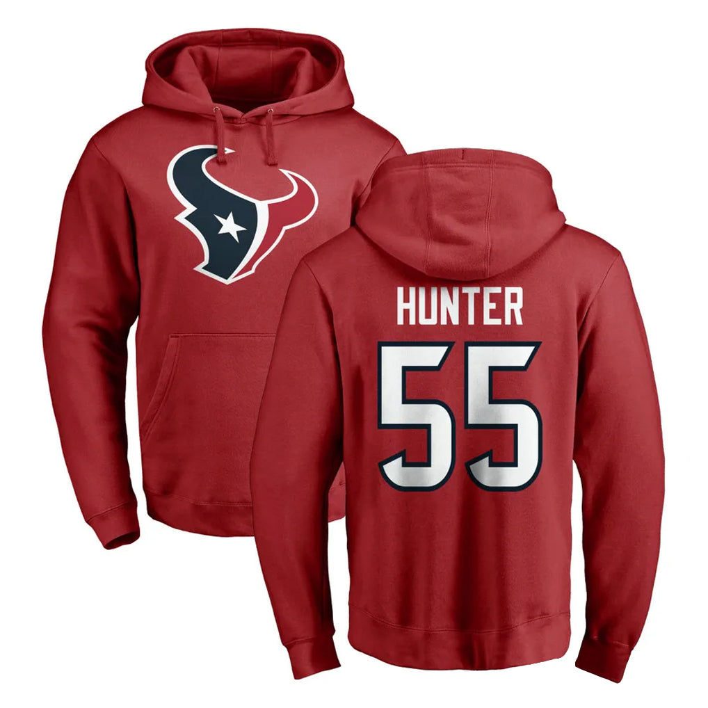 STECN H.Texans #55 Danielle Hunter Player Red Pro Line Pullover Hoodie Limited Game Stitched Jerseys