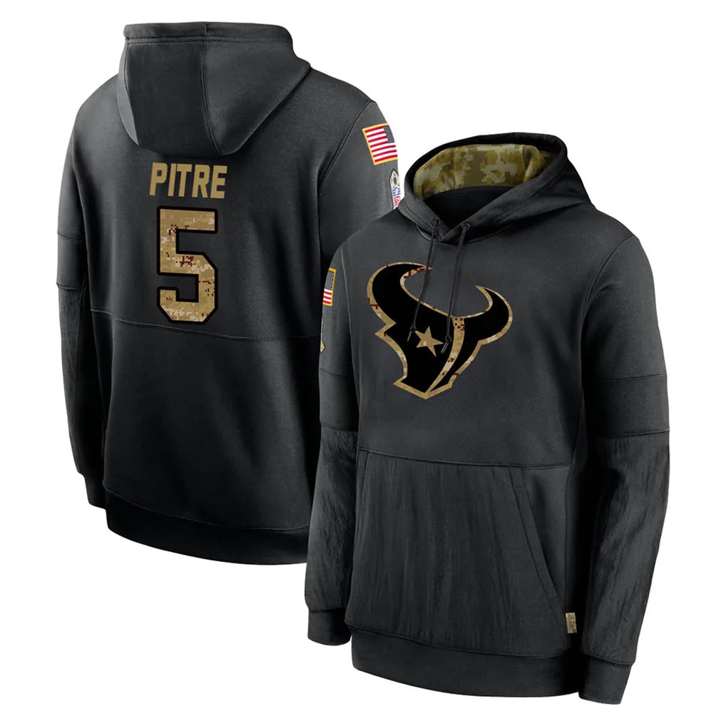 STECN H.Texans #5 Jalen Pitre Player Black Salute to Service Hoodies Limited Game Stitched Jerseys