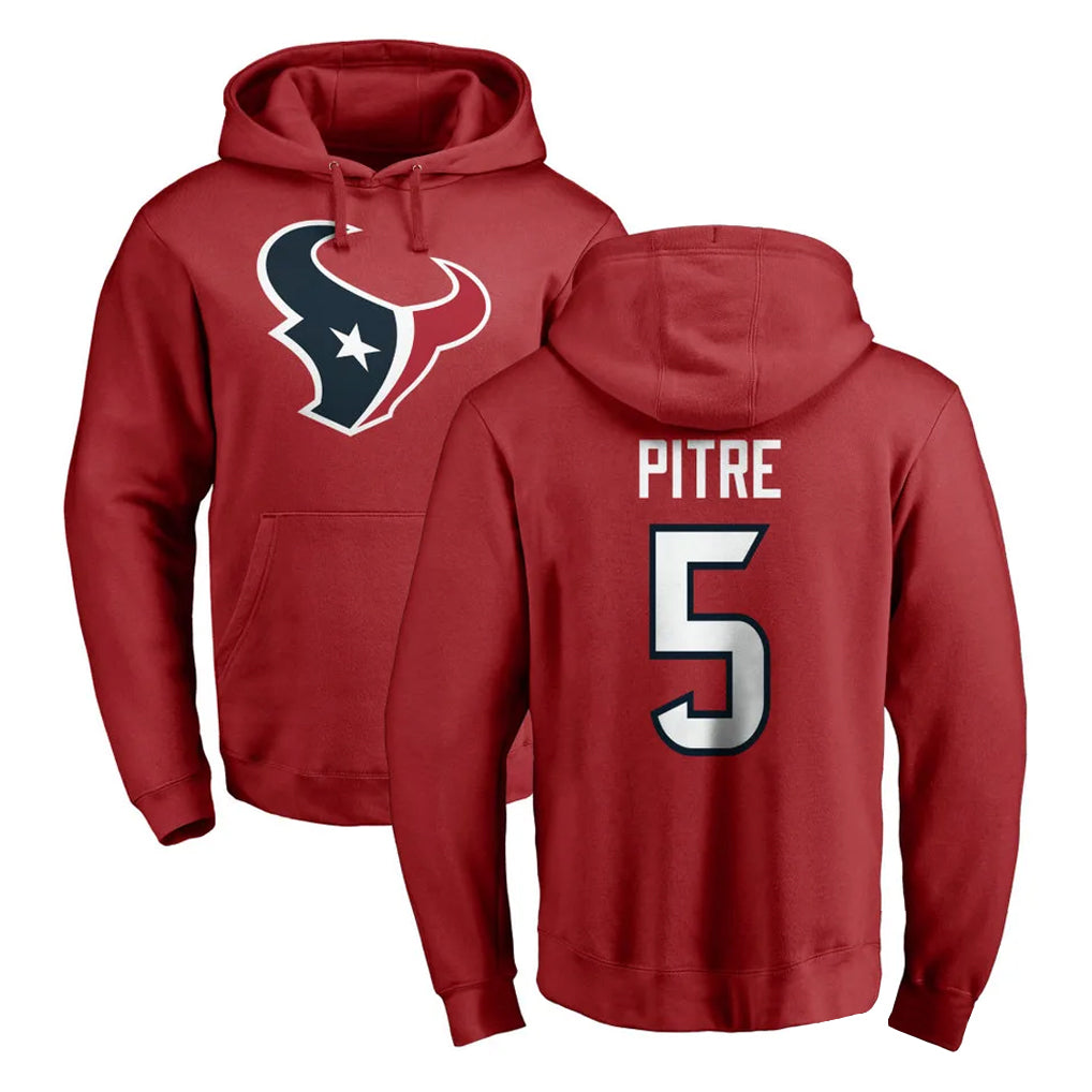 STECN H.Texans #5 Jalen Pitre Player Red Pro Line Pullover Hoodie Limited Game Stitched Jerseys