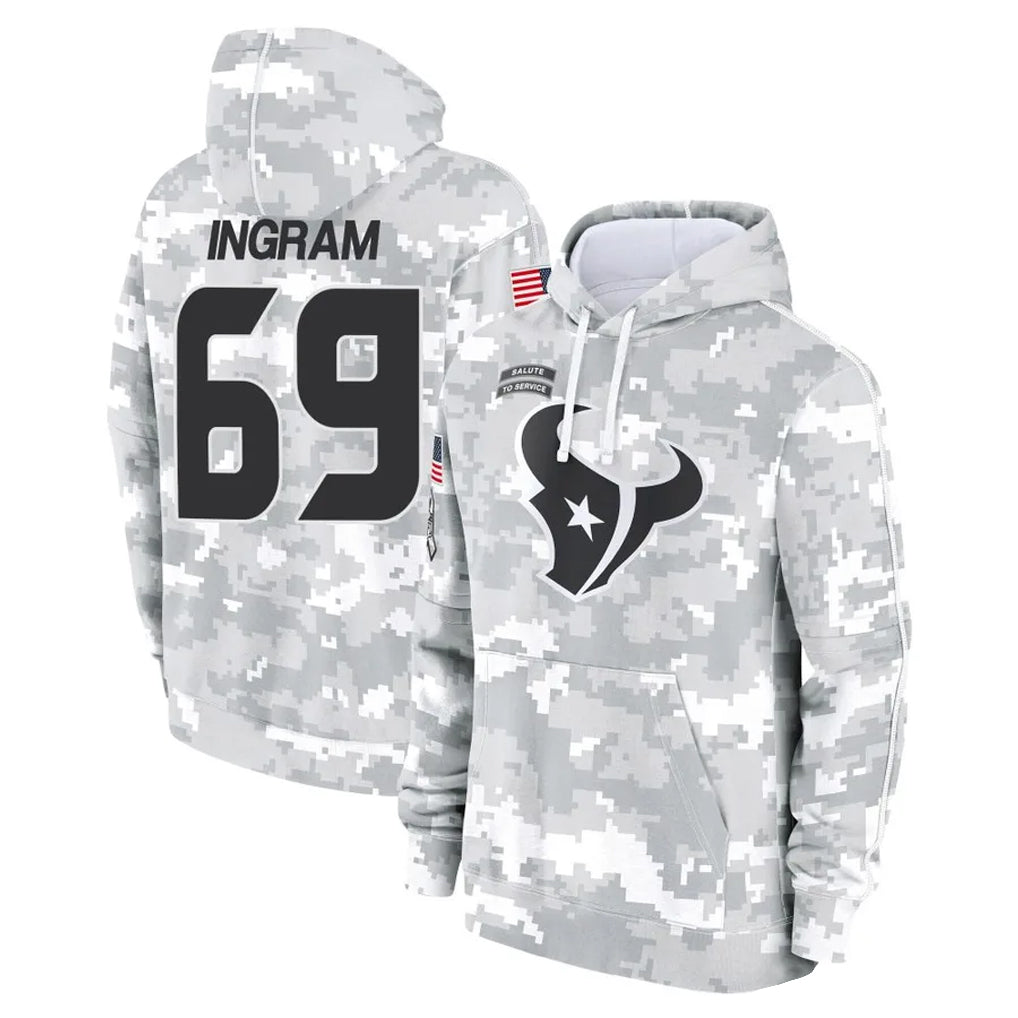 STECN H.Texans #69 Ed Ingram Player Arctic Camo Salute to Service Hoodies Limited Game Stitched Jerseys
