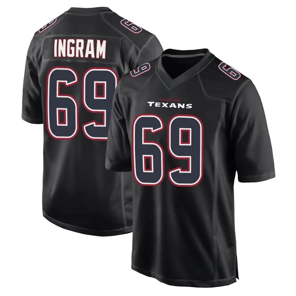 STECN H.Texans #69 Ed Ingram Player Black Fashion Home Game Stitched Jerseys