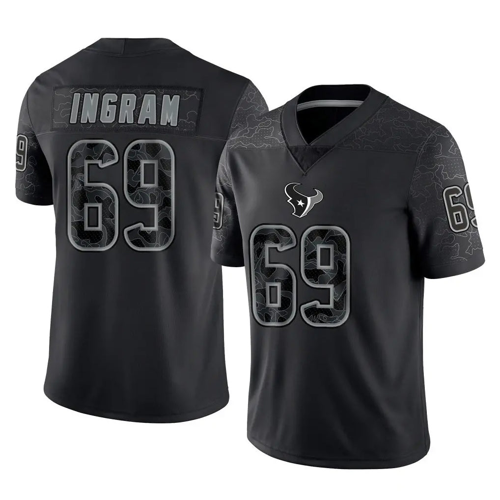 STECN H.Texans #69 Ed Ingram Player Black Reflective Limited Game Stitched Jerseys