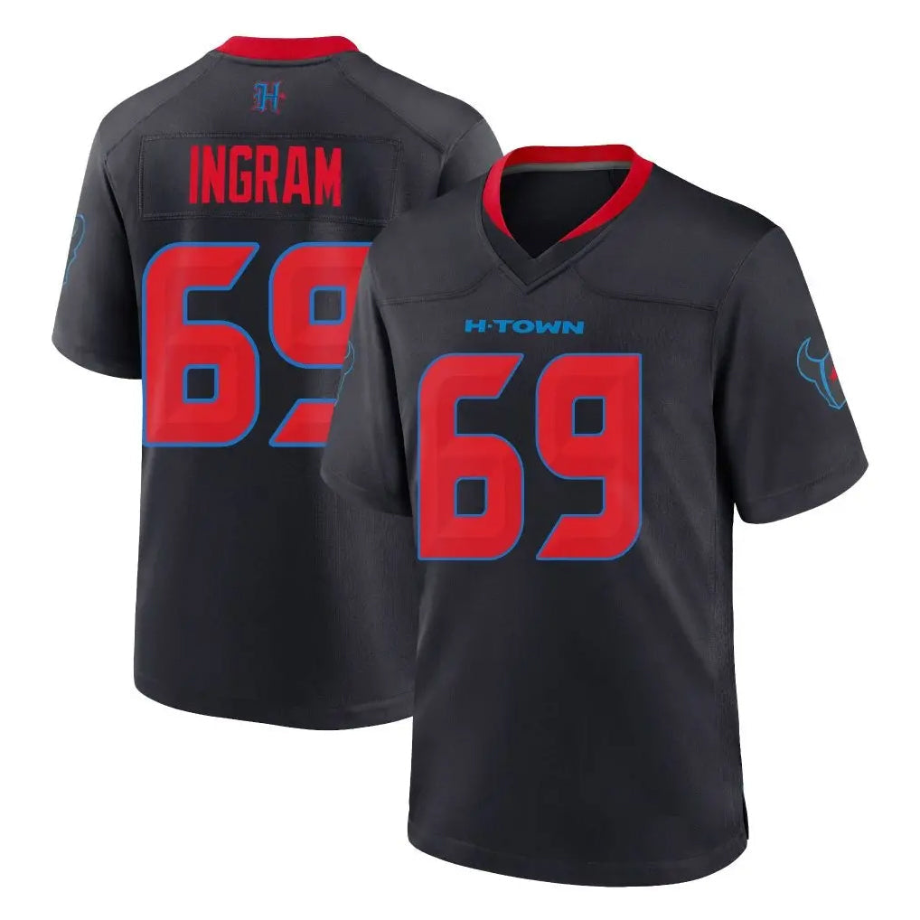 STECN H.Texans #69 Ed Ingram Player Navy 2nd Alternate Home Game Stitched Jerseys