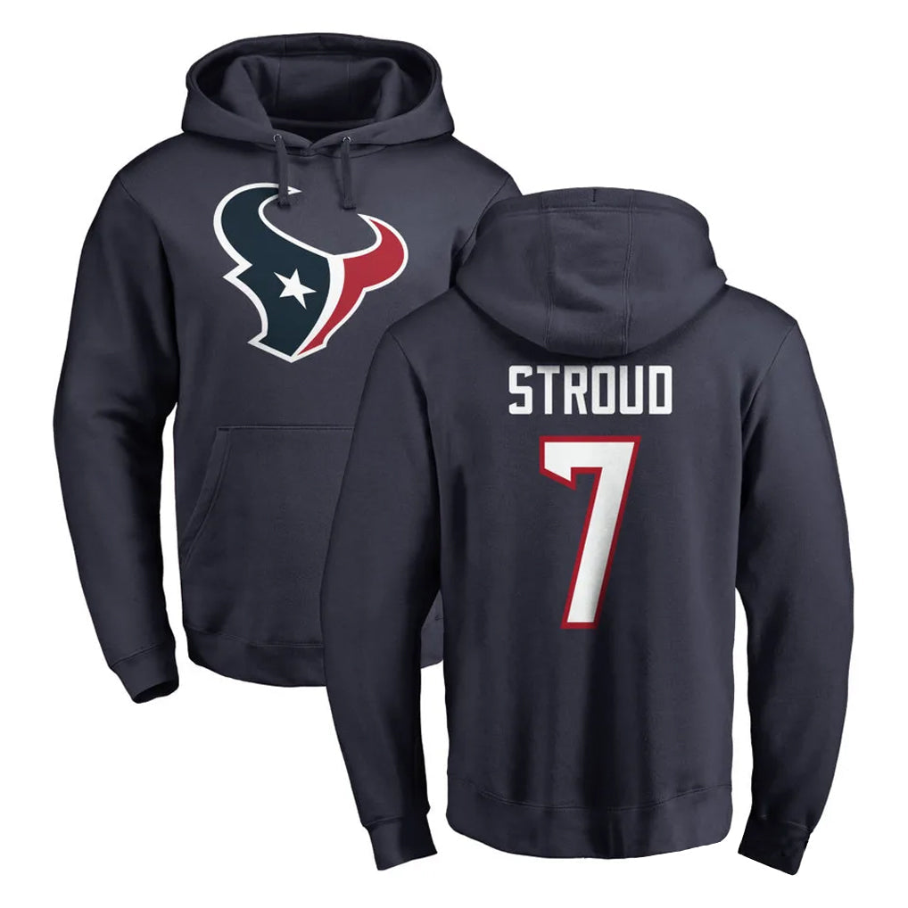 STECN H.Texans #7 CJ Stroud Player Navy Pro Line Pullover Hoodie Limited Game Stitched Jerseys