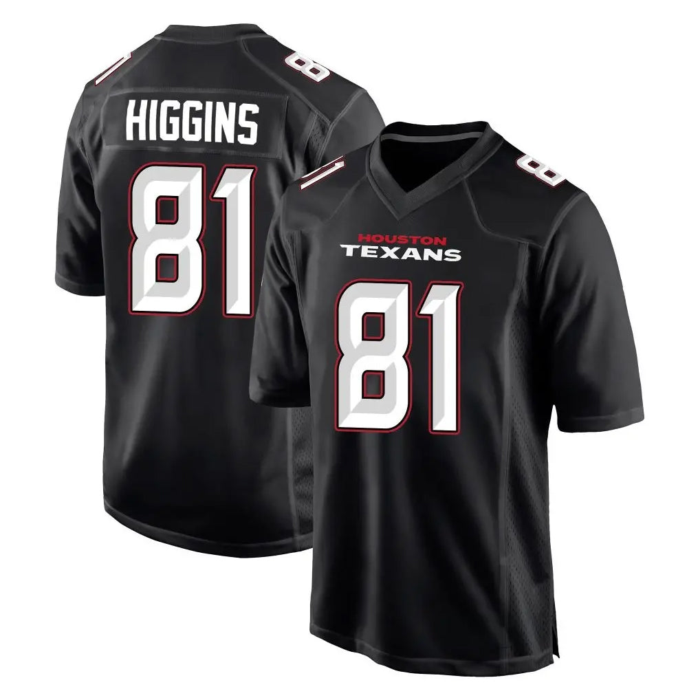 STECN H.Texans #81 Jayden Higgins Player Carbon Black Fashion Home Game Stitched Jerseys