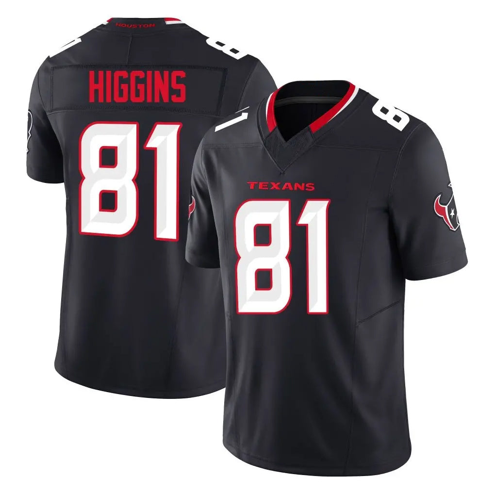 STECN H.Texans #81 Jayden Higgins Player Navy Limited Alternate Vapor F.U.S.E. Home Game Stitched Jerseys