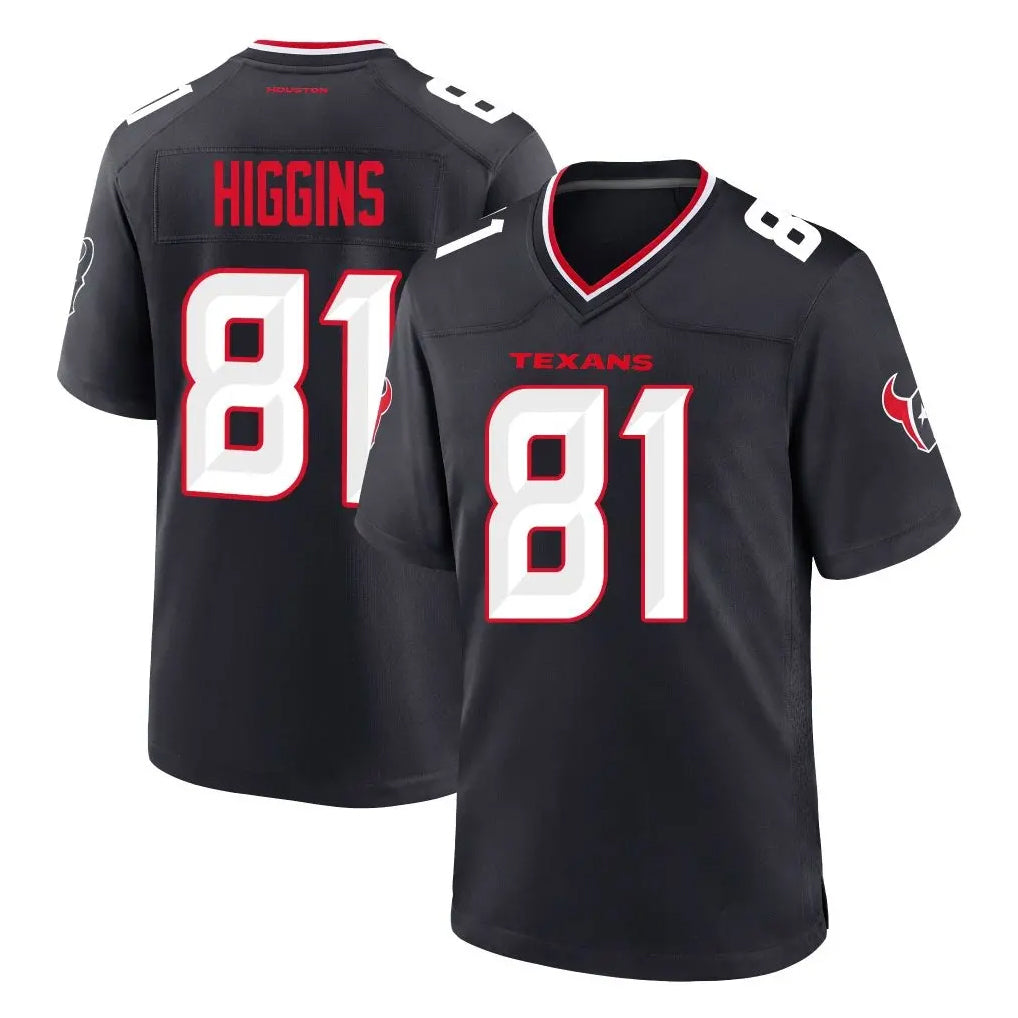STECN H.Texans #81 Jayden Higgins Player Navy Team Home Game Stitched Jerseys