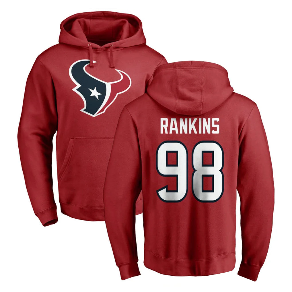 STECN H.Texans #98 Sheldon Rankins Player Red Pro Line Pullover Hoodie Limited Game Stitched Jerseys