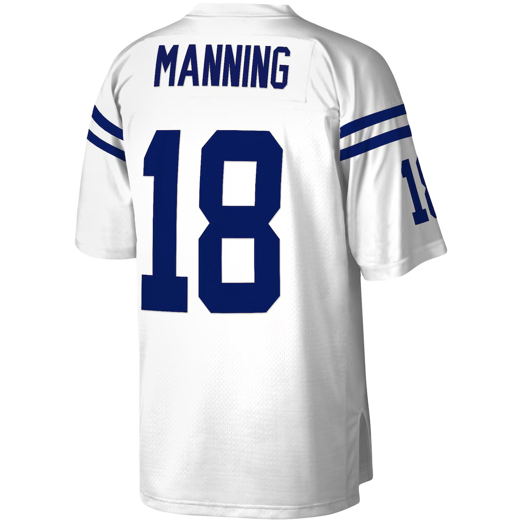 STECN IN.Colts #18 Peyton Manning Mitchell & Ness White Legacy Replica Jersey