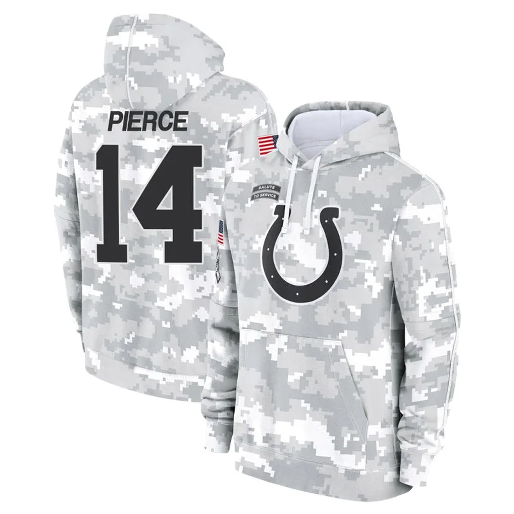 STECN IN.Colts #14 Alec Pierce Player Arctic Camo Salute to Service Hoodies Limited Game Stitched Jerseys