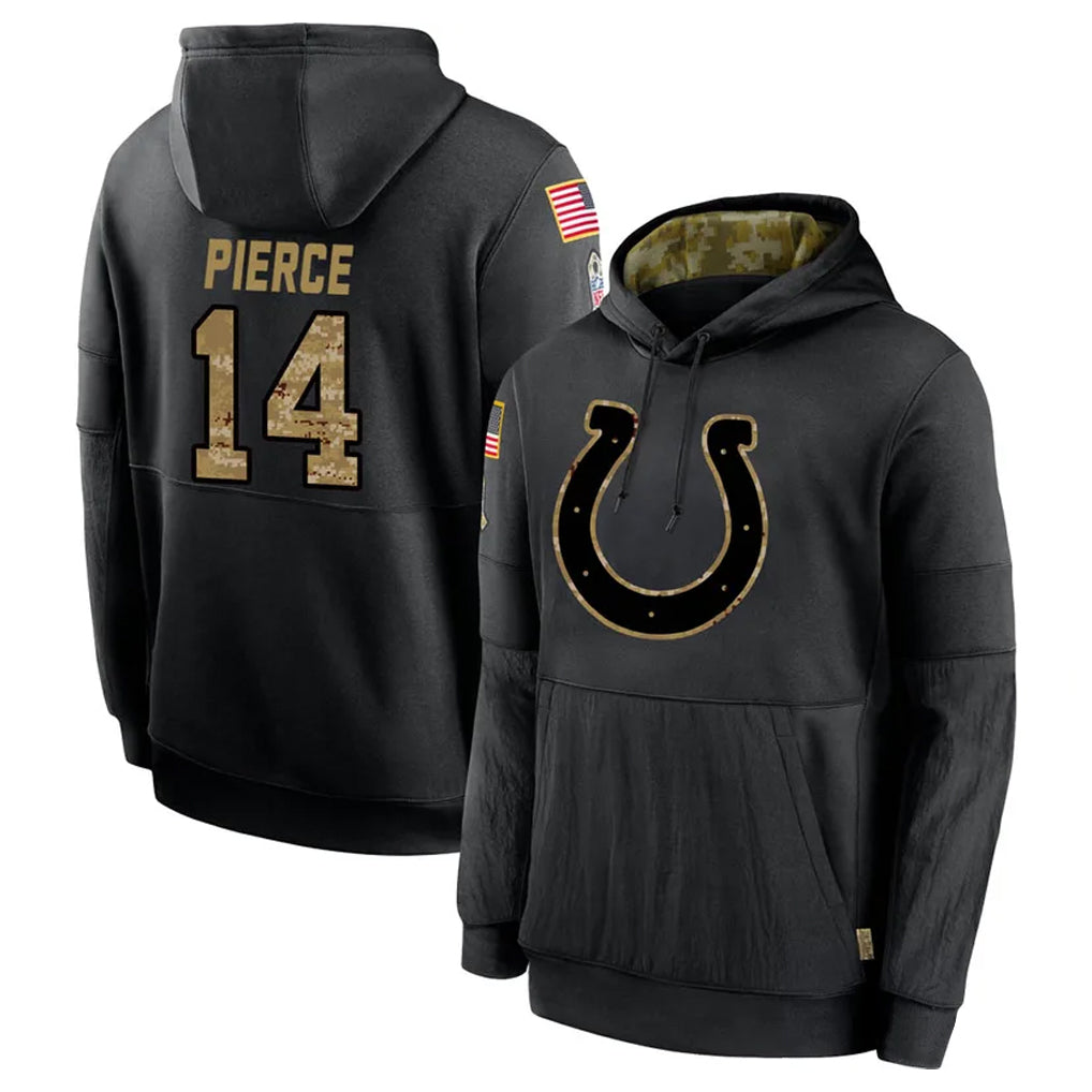 STECN IN.Colts #14 Alec Pierce Player Black Salute to Service Hoodies Limited Game Stitched Jerseys