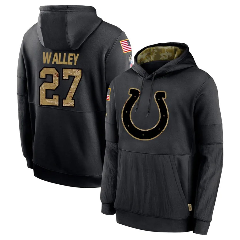 STECN IN.Colts #27 Justin Walley Player Black Salute to Service Hoodies Limited Game Stitched Jerseys