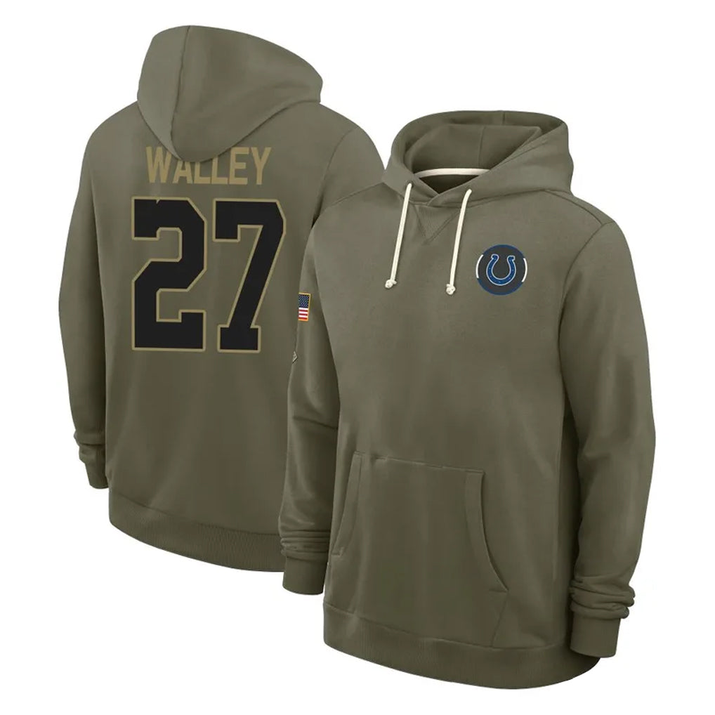 STECN IN.Colts #27 Justin Walley Player Olive Salute to Service Pullover Hoodies Limited Stitched Jerseys