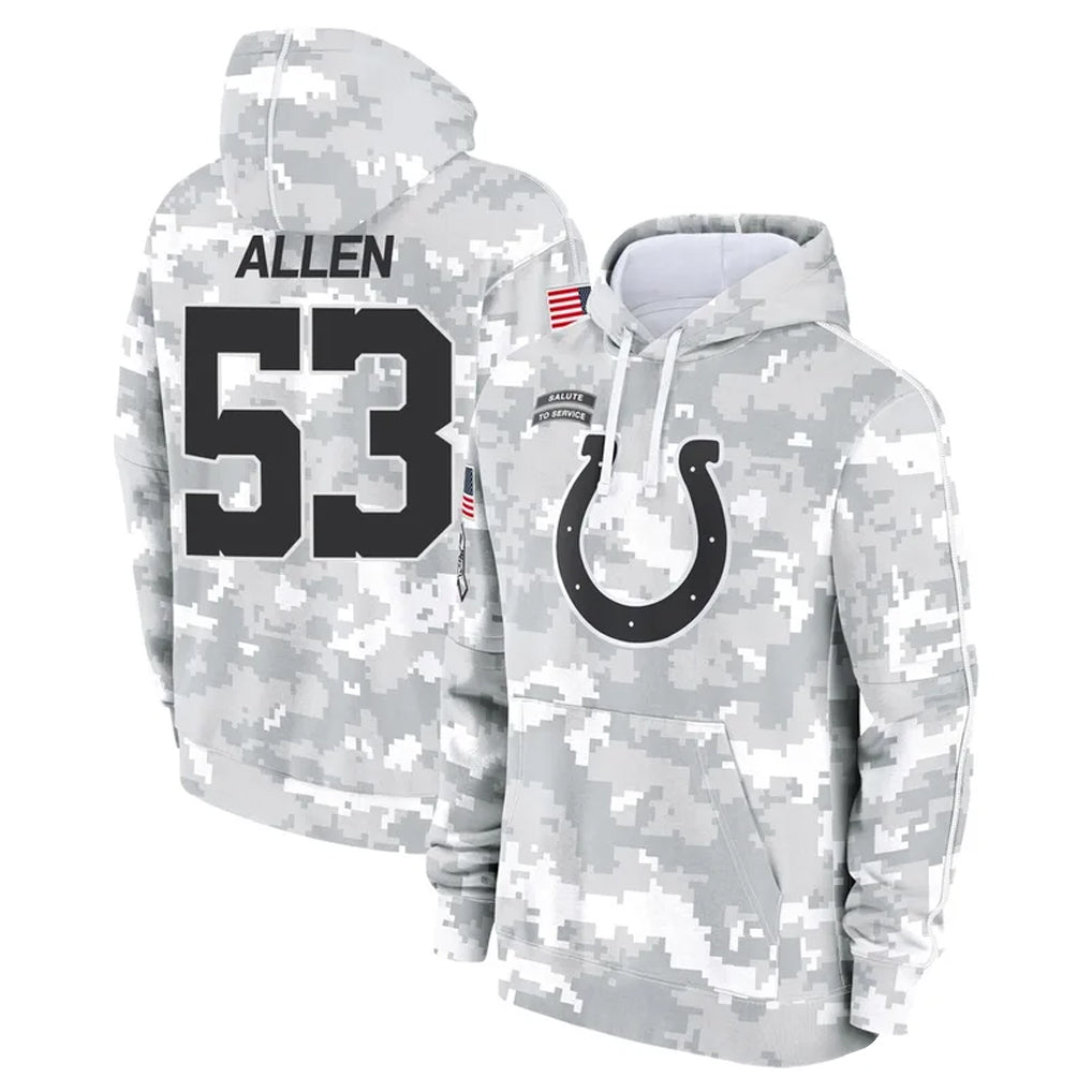 STECN IN.Colts #53 CJ Allen Player Arctic Camo Salute to Service Hoodies Limited Game Stitched Jerseys