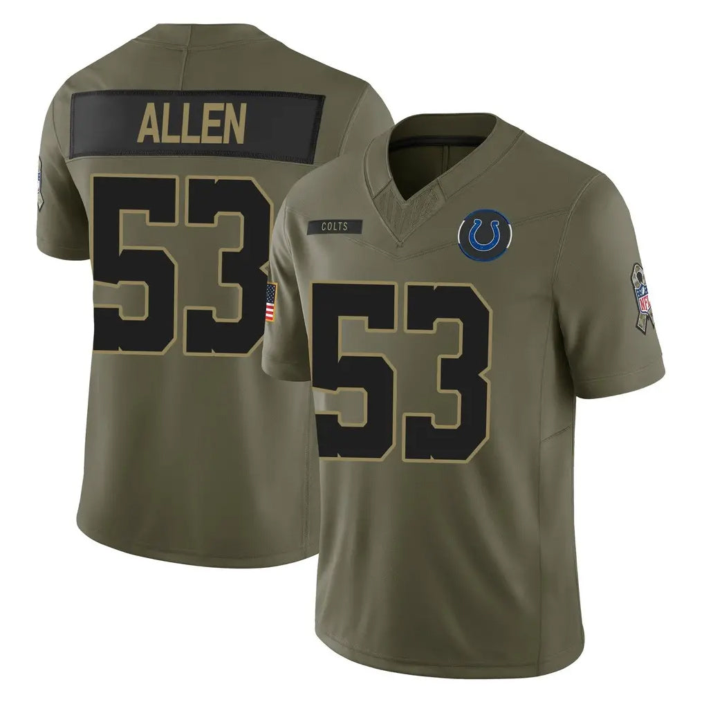 STECN IN.Colts #53 CJ Allen Player Olive 2025 Salute To Service Limited Game Stitched Jerseys