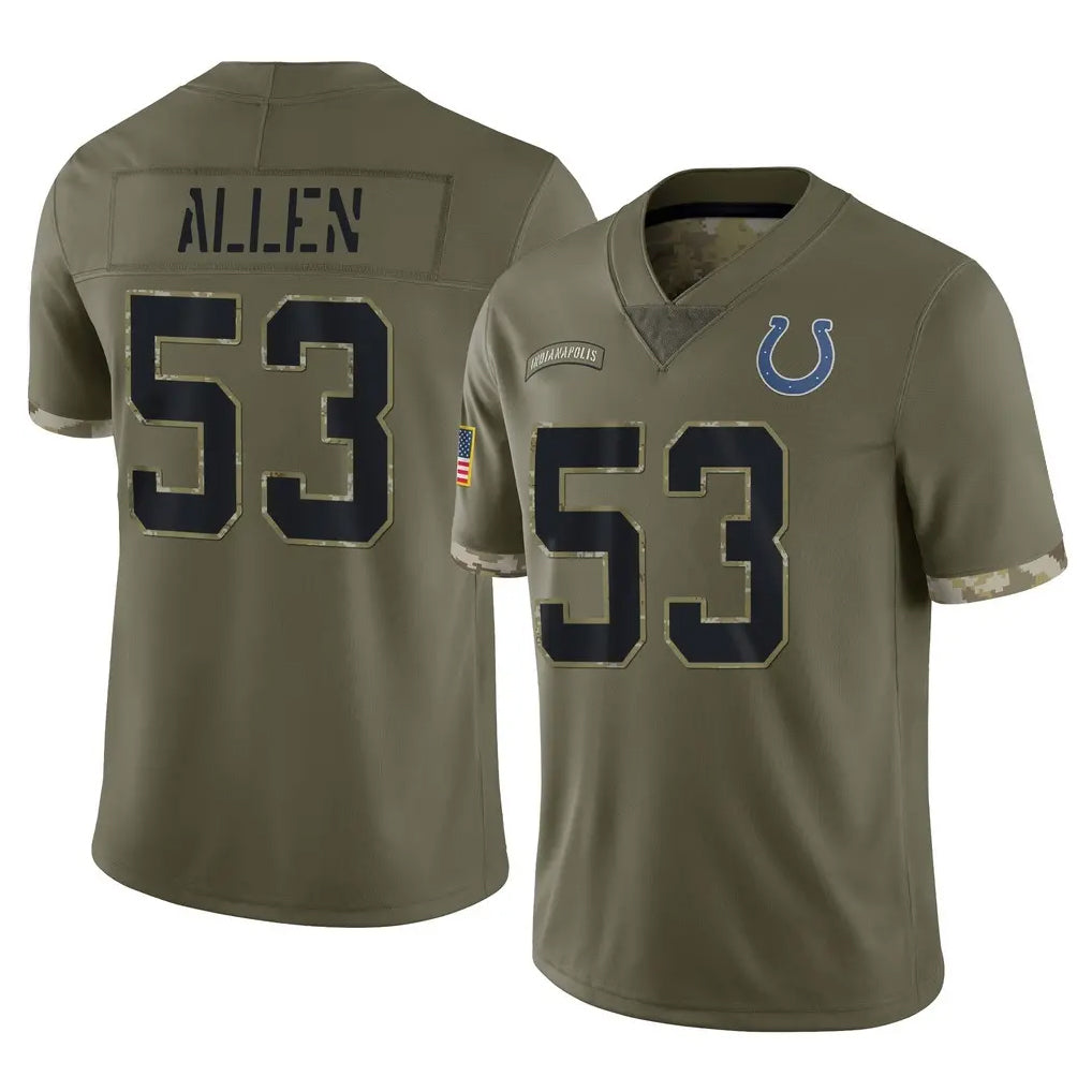STECN IN.Colts #53 CJ Allen Player Olive Salute To Service Limited Stitched Jerseys