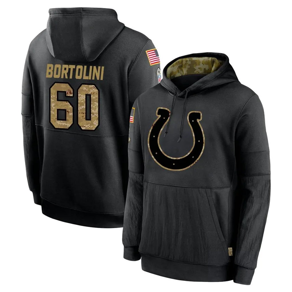 STECN IN.Colts #60 Tanor Bortolini Player Black Salute to Service Hoodies Limited Game Stitched Jerseys