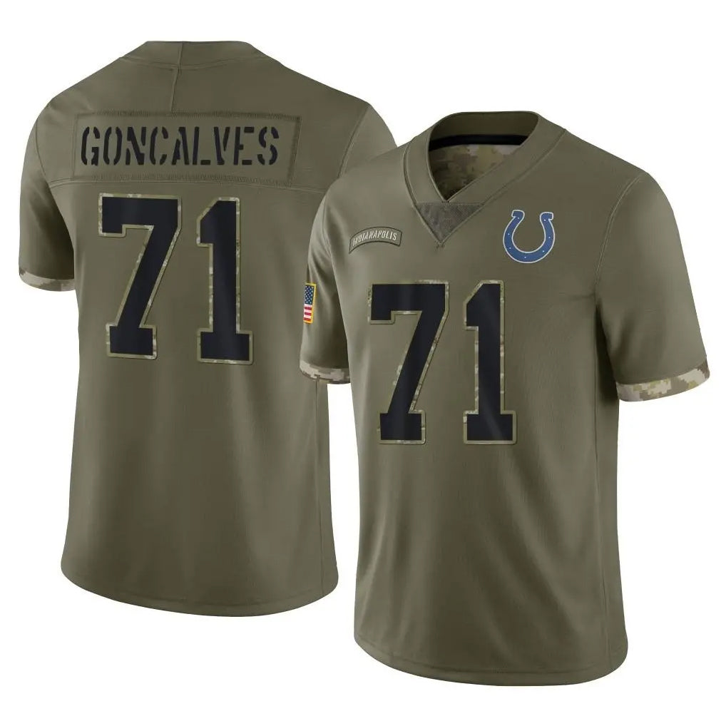 STECN IN.Colts #71 Matt Goncalves Player Olive Salute To Service Limited Stitched Jerseys