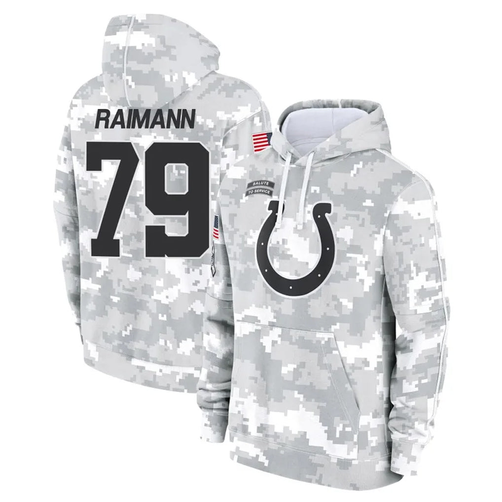 STECN IN.Colts #79 Bernhard Raimann Player Arctic Camo Salute to Service Hoodies Limited Game Stitched Jerseys