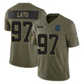 STECN IN.Colts #97 Laiatu Latu Player Olive 2025 Salute To Service Limited Game Stitched Jerseys
