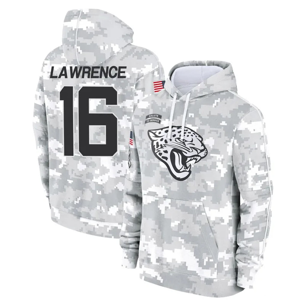 STECN J.Jaguars #16 Trevor Lawrence Player Arctic Camo Salute to Service Hoodies Limited Game Stitched Jerseys