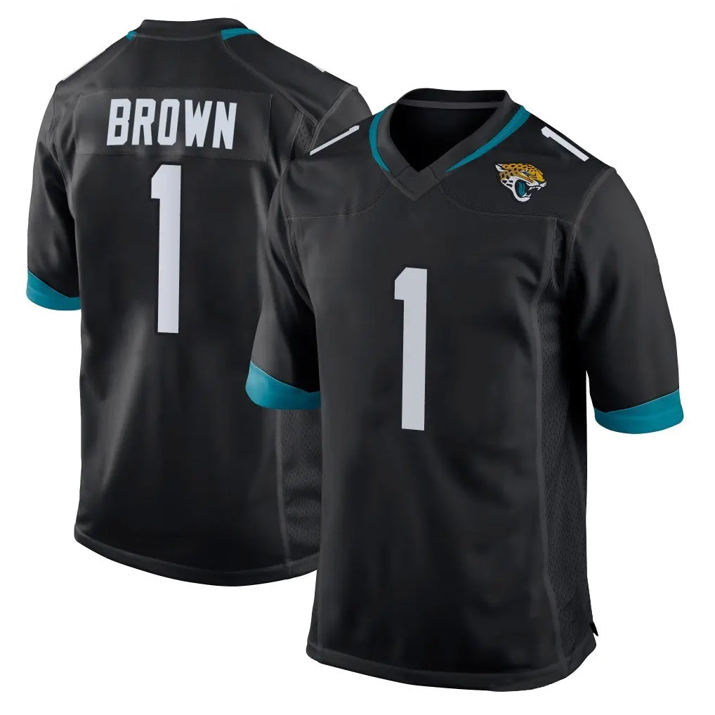 STECN J.Jaguars #1 Montaric Brown Player Black Home Game Stitched Jerseys
