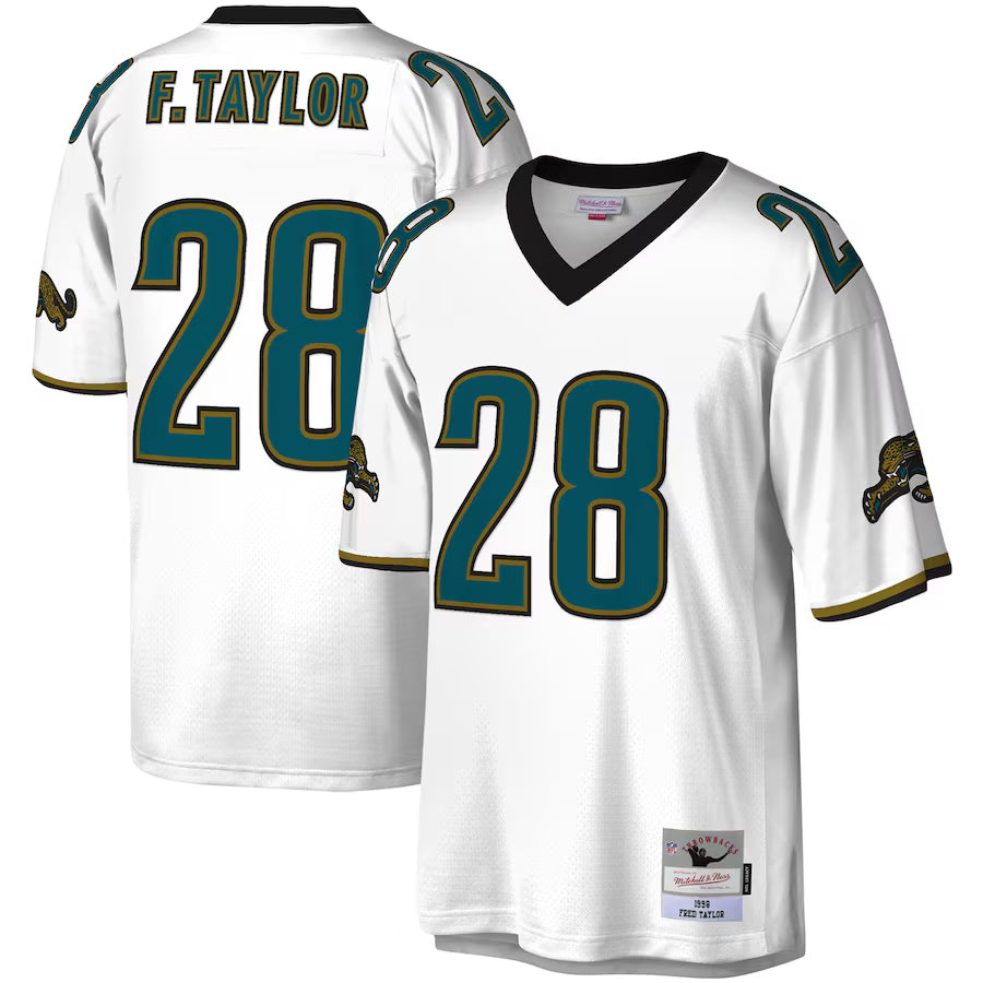 STECN J.Jaguars #28 Fred Taylor Player Mitchell & Ness White Legacy Replica Stitched Jerseys