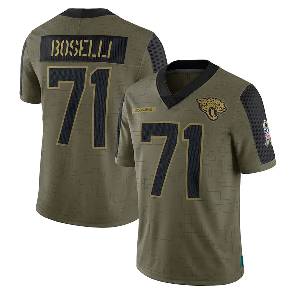 STECN J.Jaguars #71 Tony Boselli?Player Olive Salute To Service Limited Game Stitched Jerseys