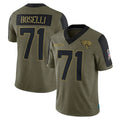 STECN J.Jaguars #71 Tony Boselli?Player Olive Salute To Service Limited Game Stitched Jerseys
