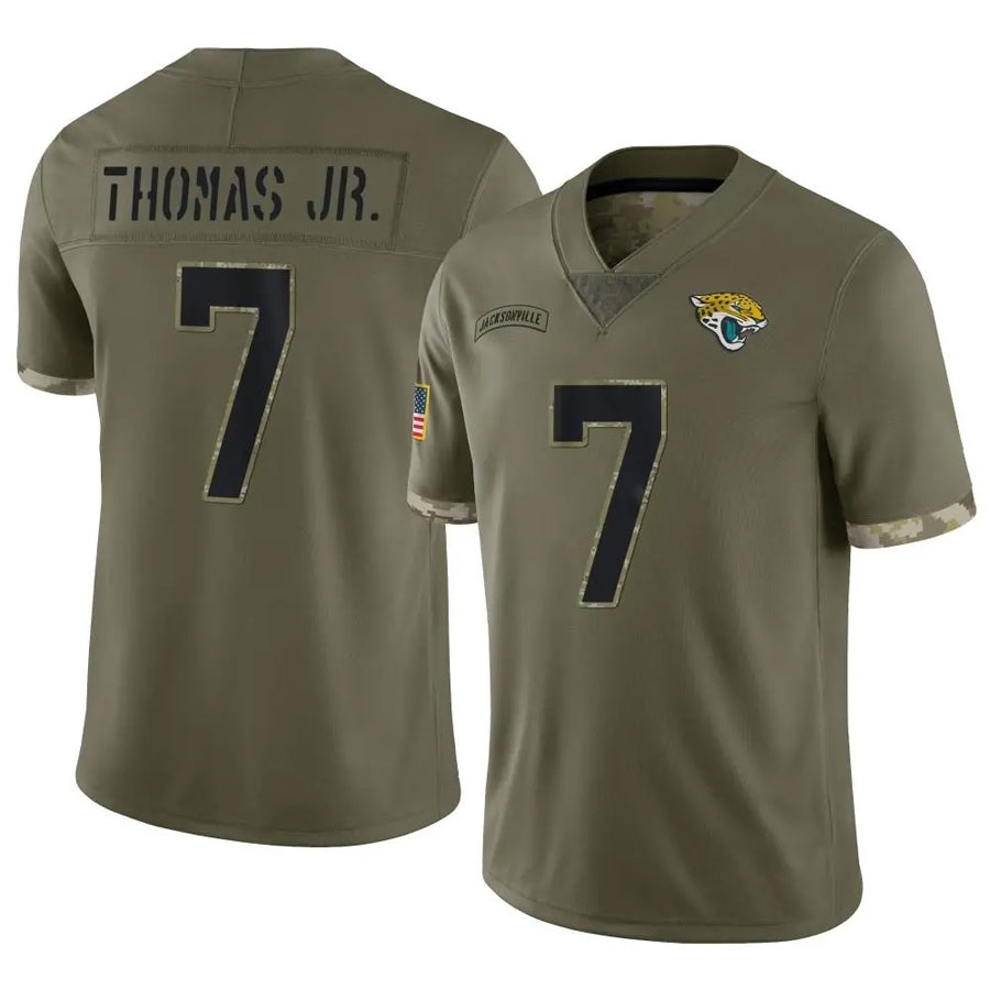 STECN J.Jaguars #7 Brian Thomas Jr. Player Olive Salute To Service Limited Stitched Jerseys