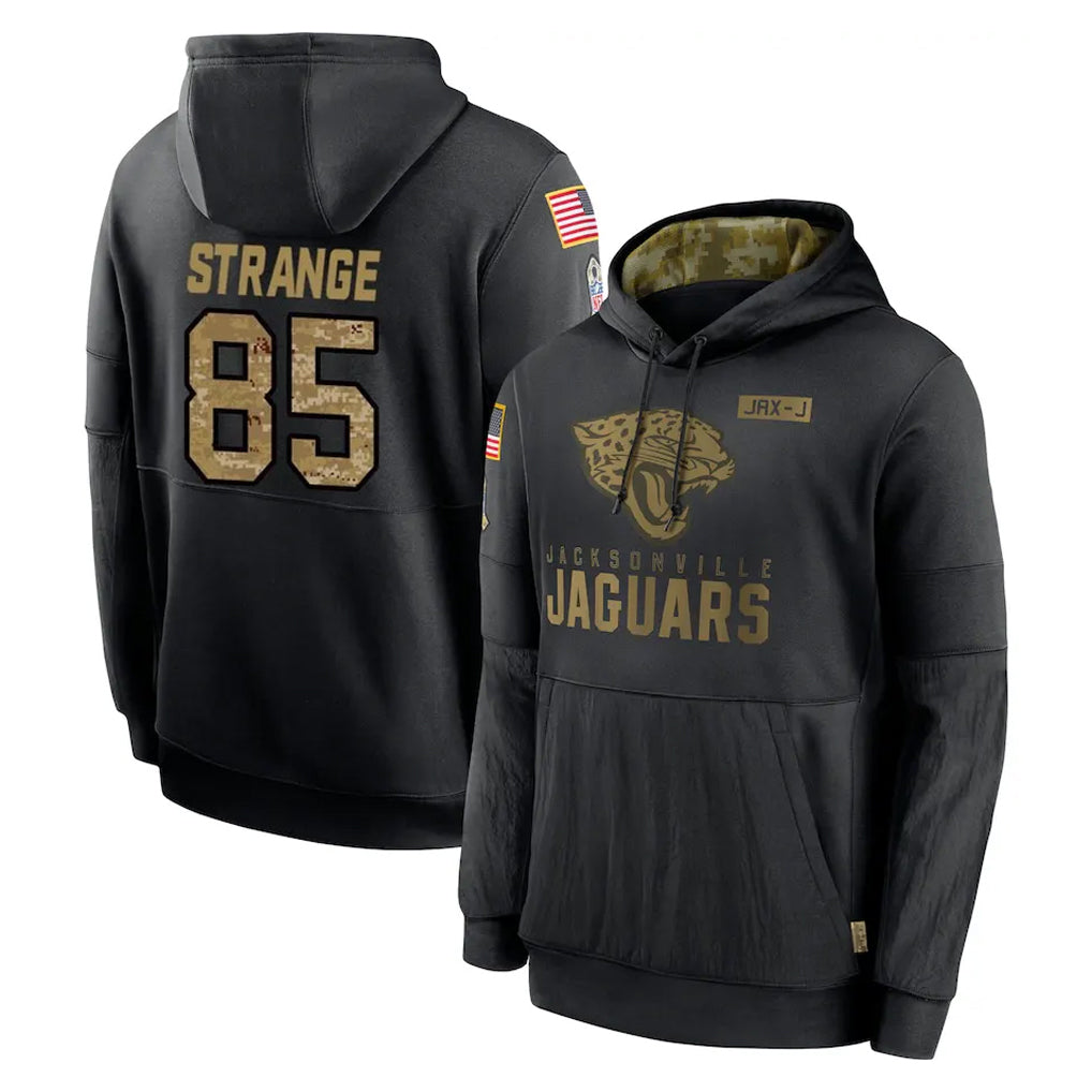 STECN J.Jaguars #85 Brenton Strange Player Black Salute to Service Hoodies Limited Game Stitched Jerseys