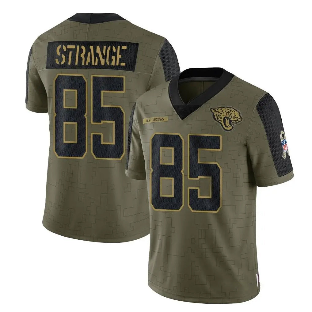 STECN J.Jaguars #85 Brenton Strange Player Olive Salute To Service Limited Game Stitched Jerseys