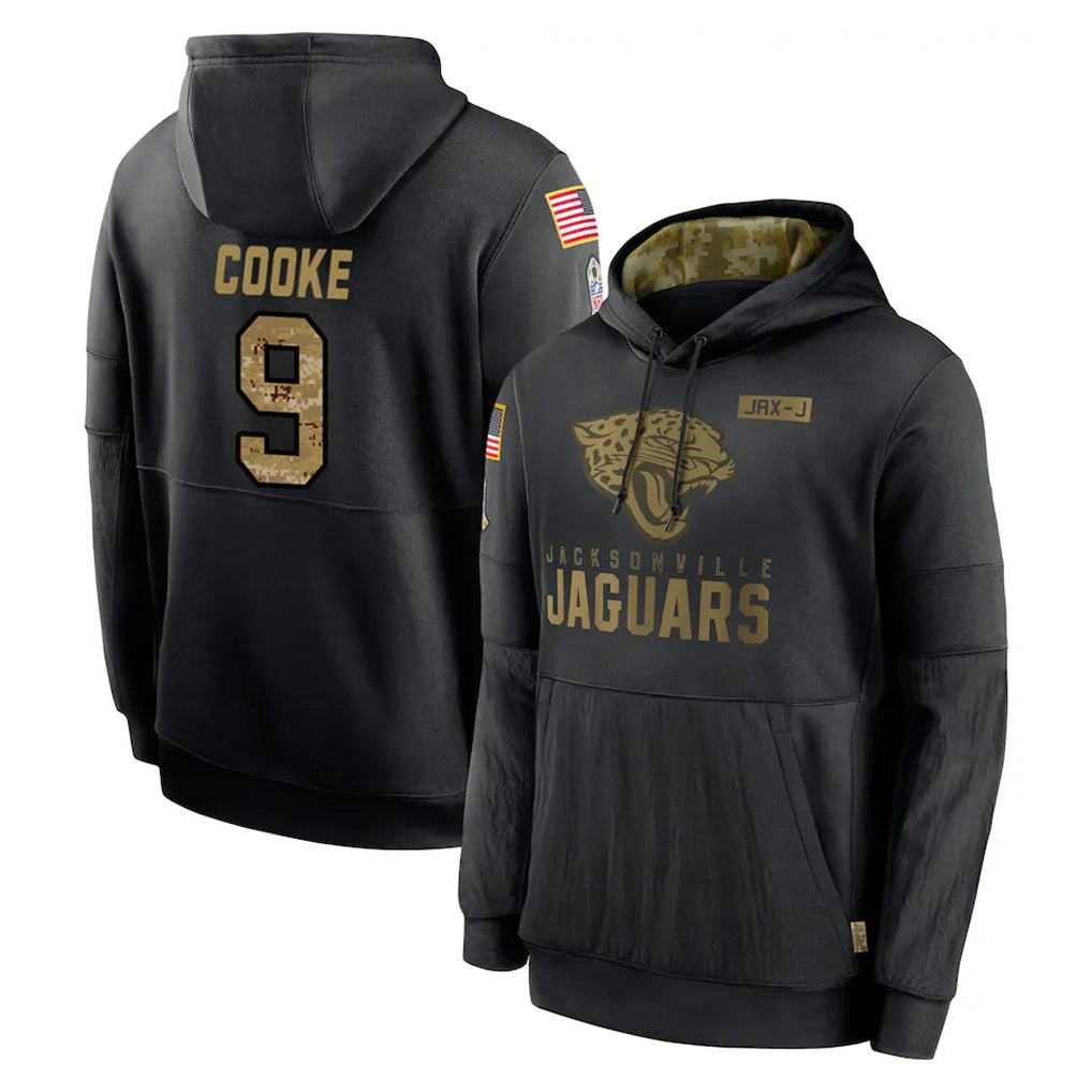 STECN J.Jaguars #9 Logan Cooke Player Black Salute to Service Hoodies Limited Game Stitched Jerseys