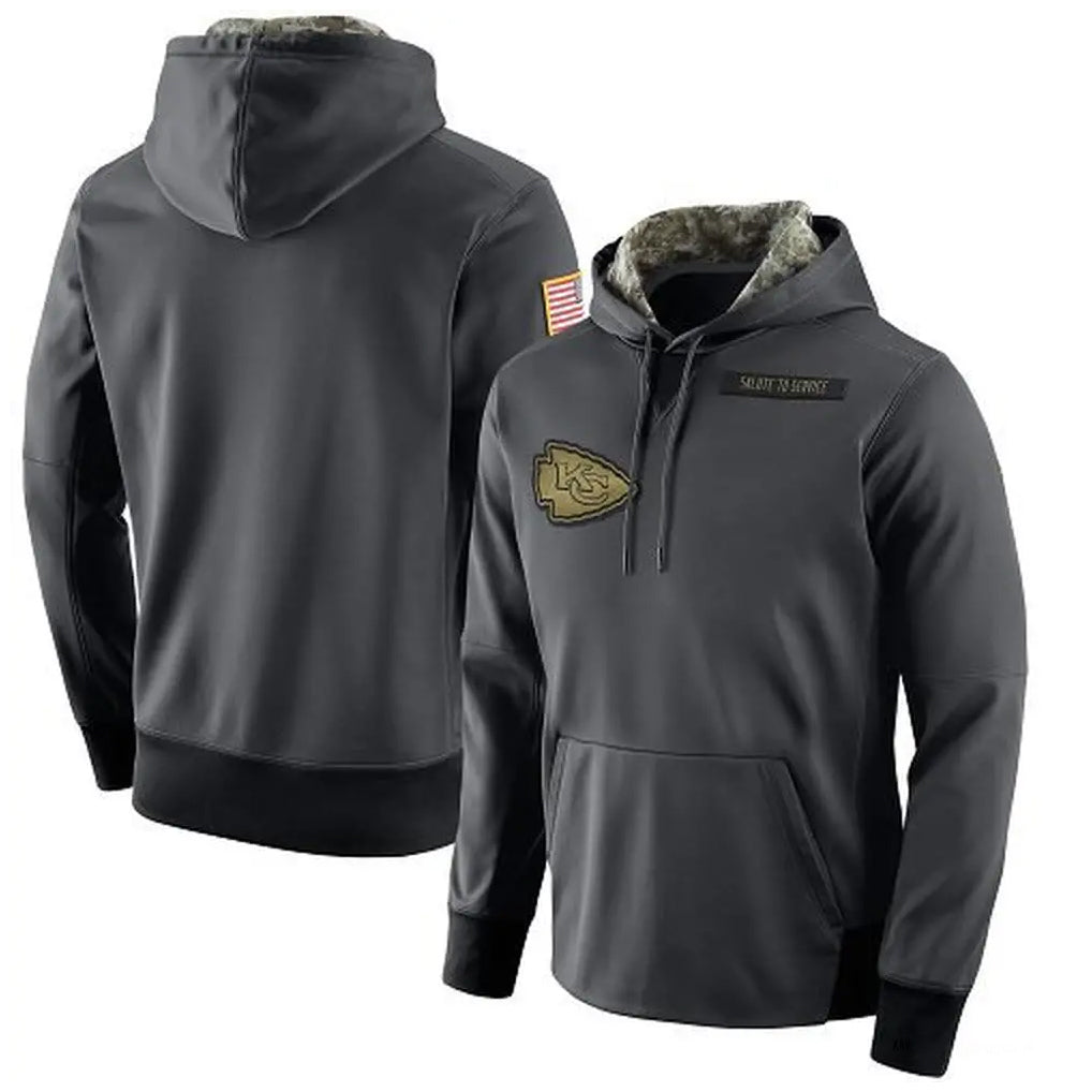STECN KC.Chiefs Gray Salute to Service Hoodies Limited Game Blank Player Stitched Jerseys