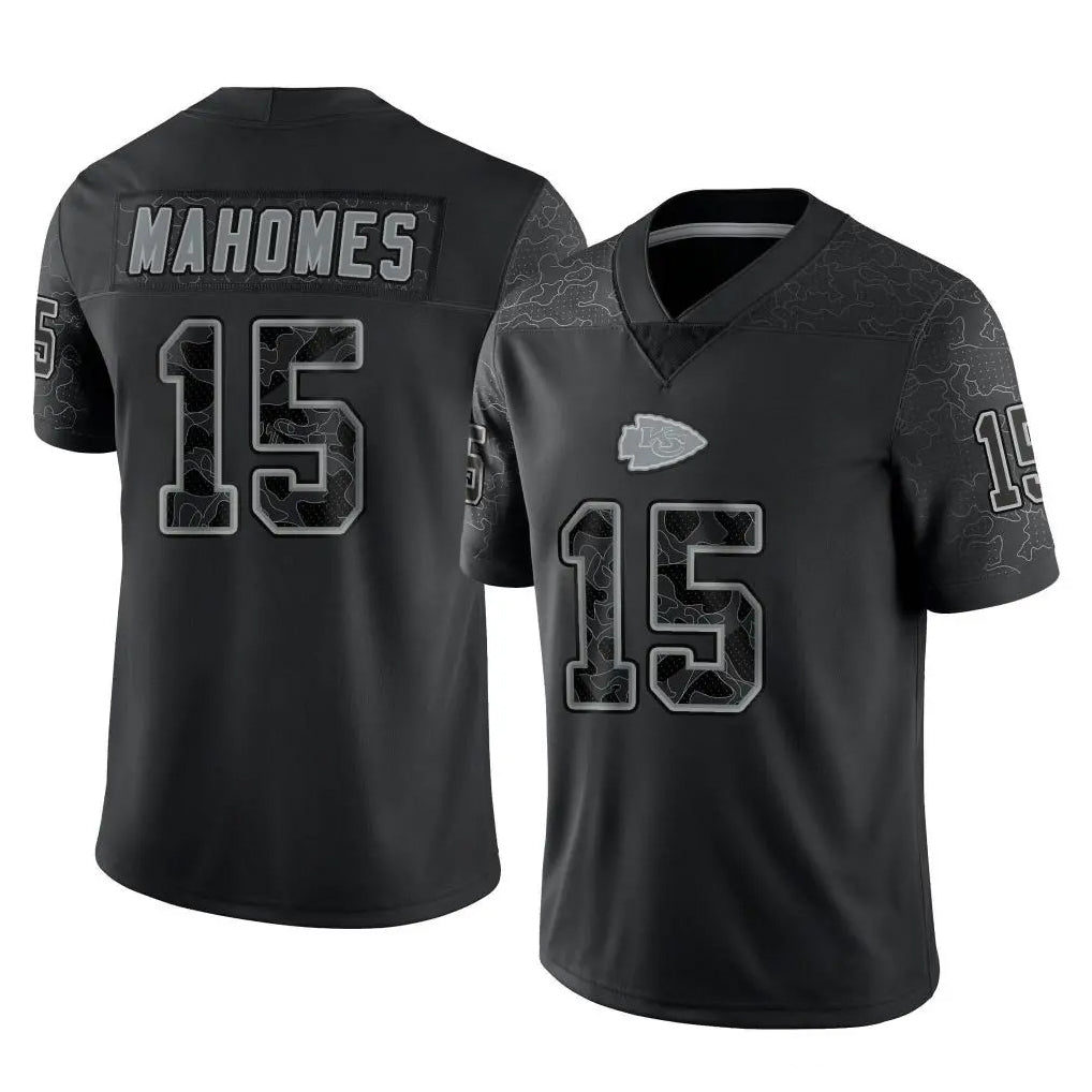 STECN KC.Chiefs #15 Patrick Mahomes Player Black Limited Reflective Game Stitched Jerseys